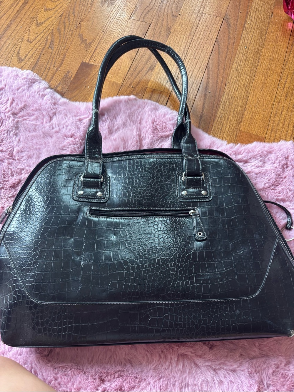 MERONA Women’s Bag Large Faux Leather Black Shoulder Tote Purse